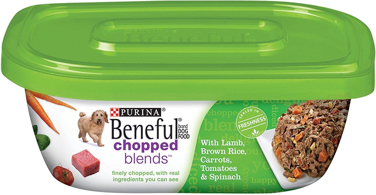 Purina Beneful Chopped Blends With Lamb, Brown Rice, Carrots, Tomatoes & Spinach Wet Dog Food, 10-oz container, case of 8