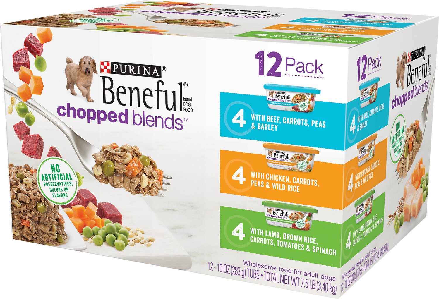 Purina Beneful Chopped Blends Variety Pack Wet Dog Food Tray, 10-oz, case of 12