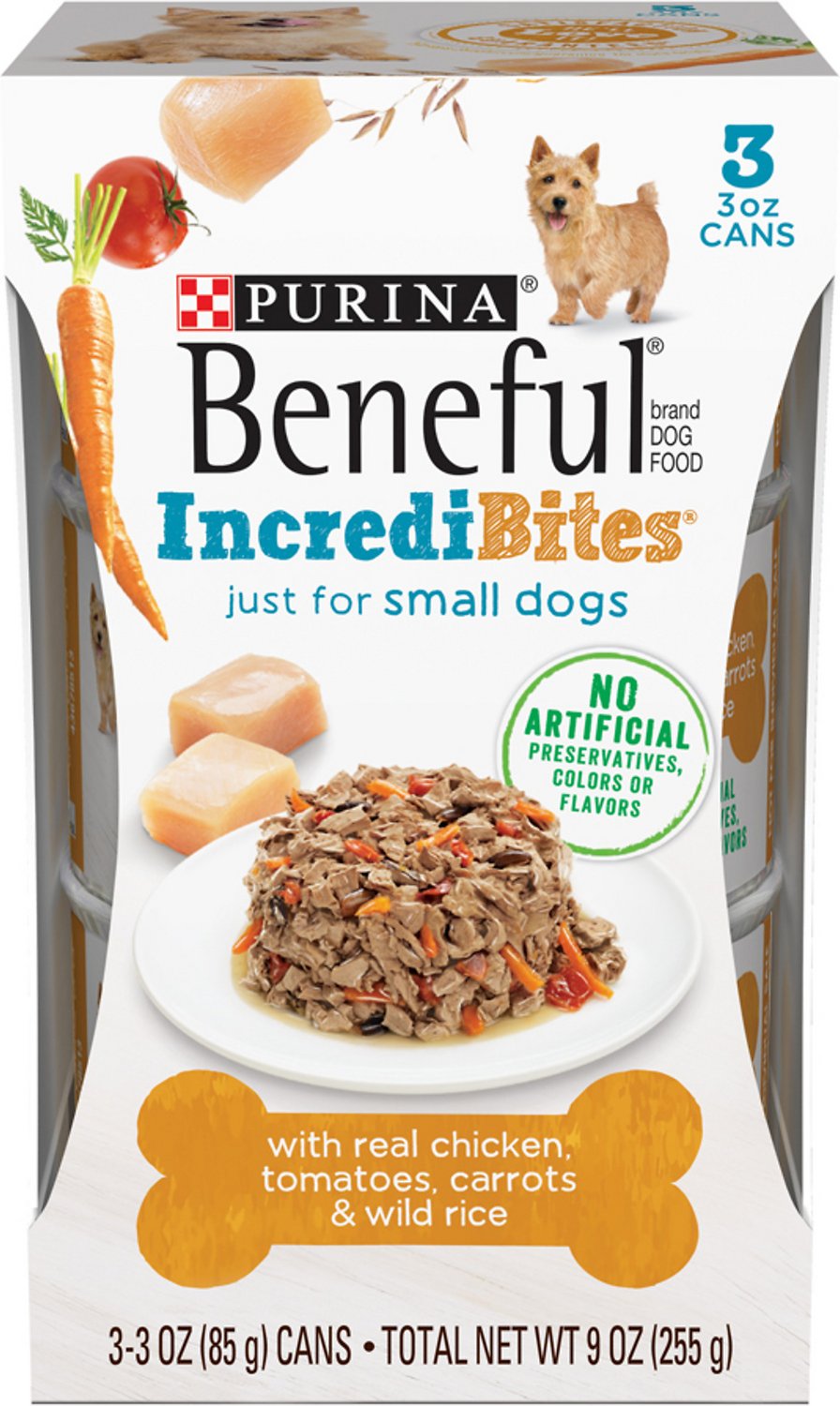 Purina Beneful IncrediBites With Chicken, Tomatoes, Carrots & Wild Rice Canned Dog Food, 3-oz, case of 24