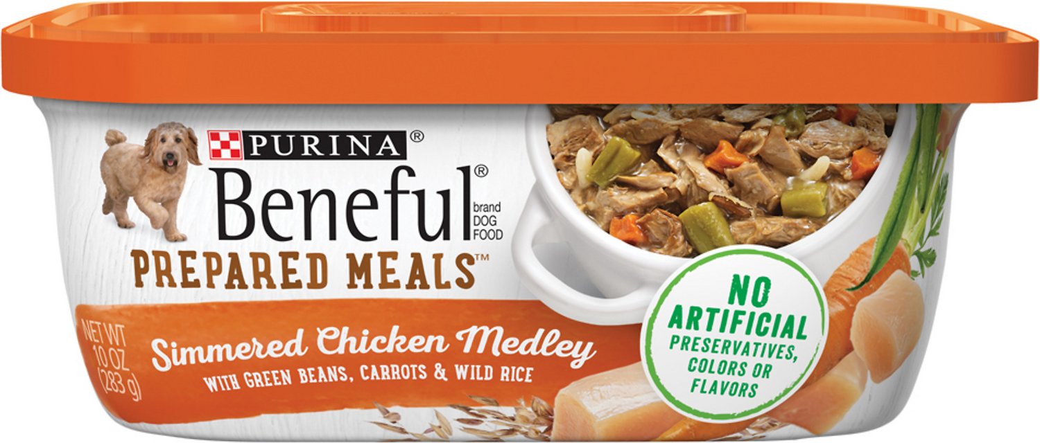 Purina Beneful Prepared Meals Simmered Chicken Medley with Green Beans, Carrots & Wild Rice Wet Dog Food, 10-oz, case of 8