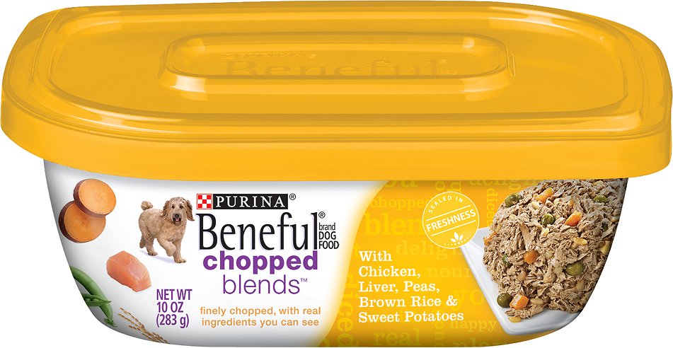 Purina Beneful Chopped Blends with Chicken, Liver, Peas, Brown Rice & Sweet Potatoes Wet Dog Food, 10-oz container, case of 8