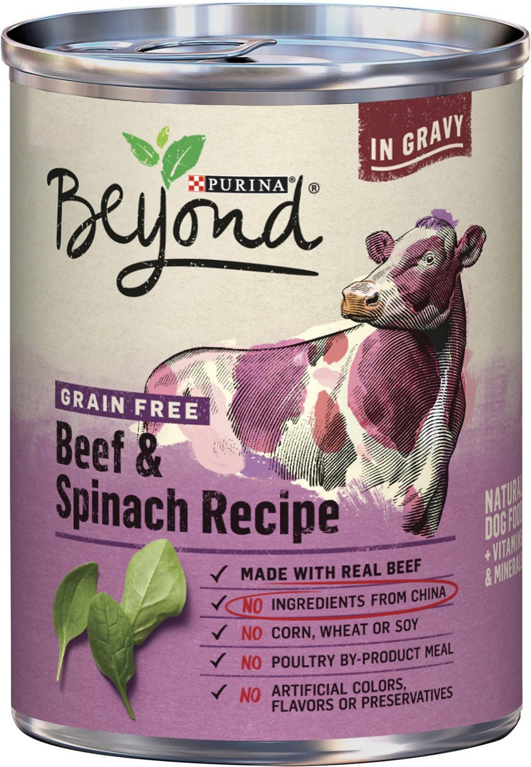 Purina Beyond Beef & Spinach Recipe in Gravy Grain-Free Canned Dog Food, 12.5-oz, case of 12