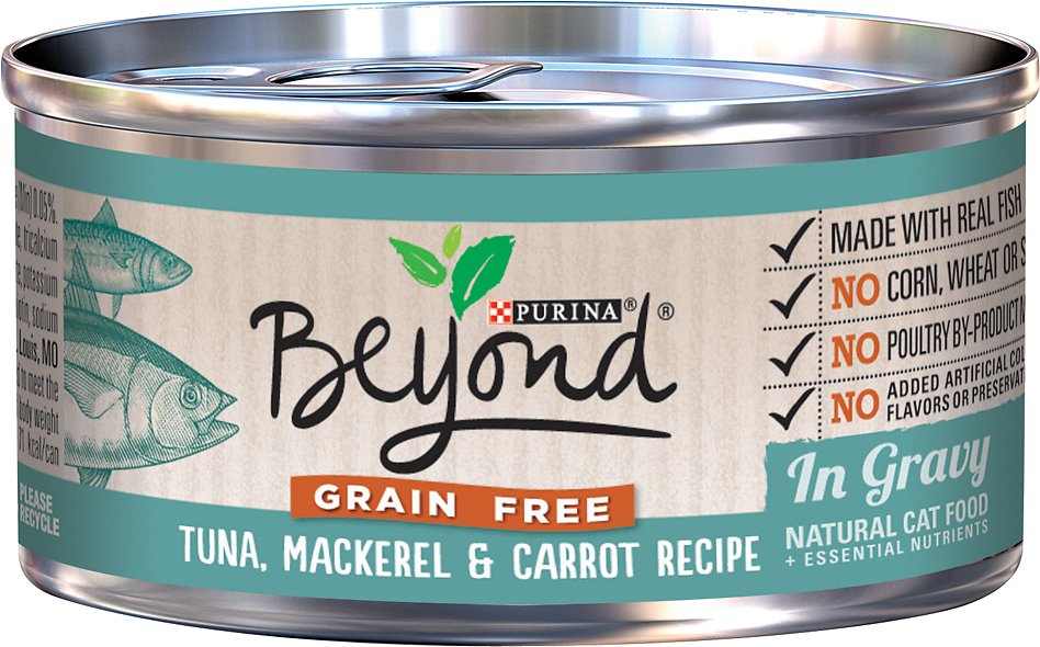 Purina Beyond Grain-Free Tuna, Mackerel & Carrot Recipe in Gravy Canned Cat Food, 3-oz, case of 12
