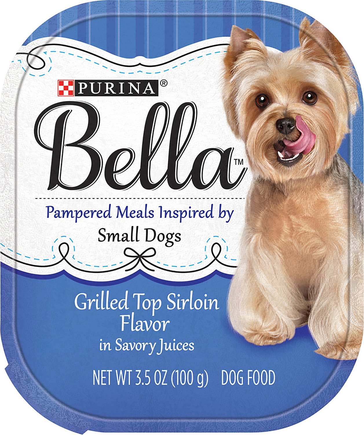 Purina Bella Grilled Top Sirloin Flavor in Savory Juices Small Breed Dog Food Trays, 3-oz, case of 12