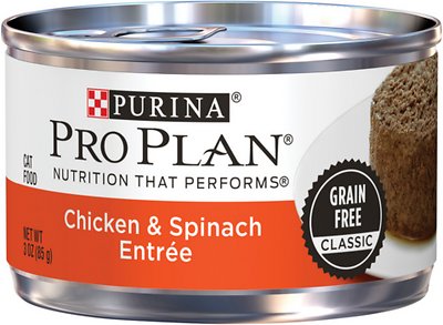 Purina Pro Plan Adult Grain-Free Classic Chicken & Spinach Entrée Canned Cat Food