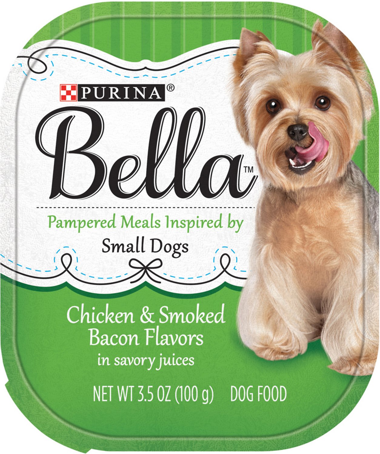 Purina Bella Chicken & Smoked Bacon Flavors Small Breed Dog Food Trays, 3.5-oz, case of 12
