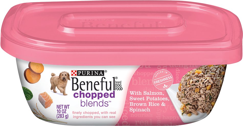 Purina Beneful Chopped Blends with Salmon, Sweet Potatoes, Brown Rice & Spinach Wet Dog Food, 10-oz container, case of 8