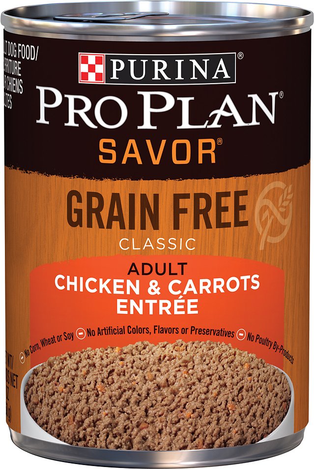 Purina Pro Plan Savor Adult Grain-Free Classic Chicken & Carrots Entree Canned Dog Food, 13-oz, case of 12