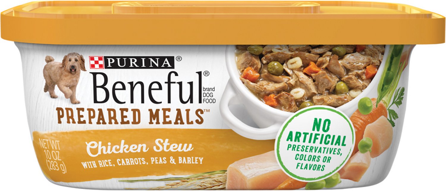 Purina Beneful Prepared Meals Chicken Stew with Rice, Carrots, Peas & Barley Wet Dog Food, 10-oz, case of 8