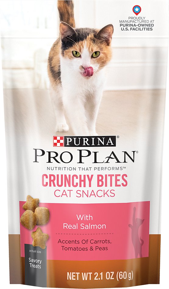 Purina Pro Plan Savor Crunchy Bites with Real Salmon Cat Treats, 2.1-oz bag