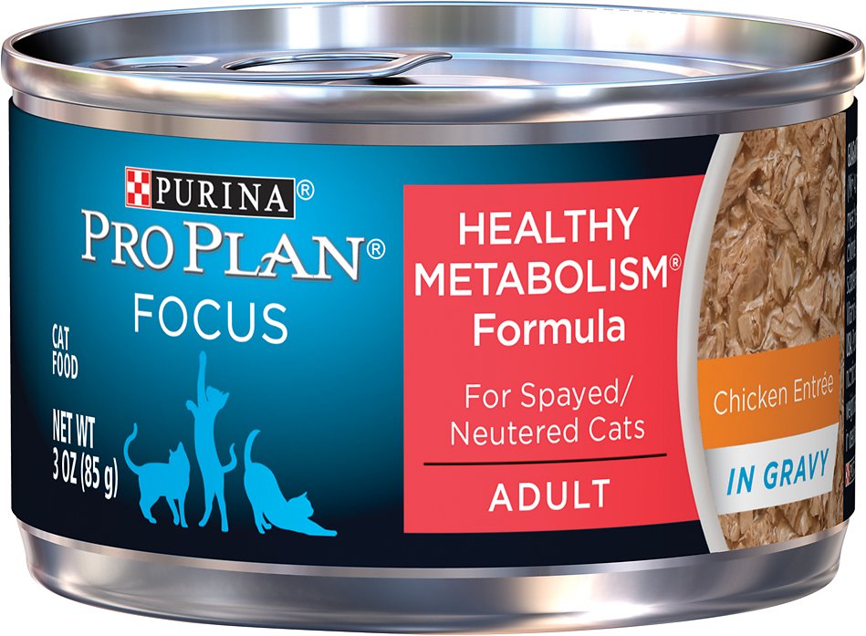 Purina Pro Plan Focus Healthy Metabolism Formula Chicken Entrée in Gravy Adult Canned Cat Food, 3-oz, case of 24