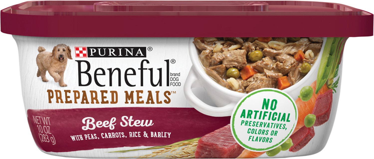Purina Beneful Prepared Meals Beef Stew with Peas, Carrots, Rice & Barley Wet Dog Food, 10-oz, case of 8