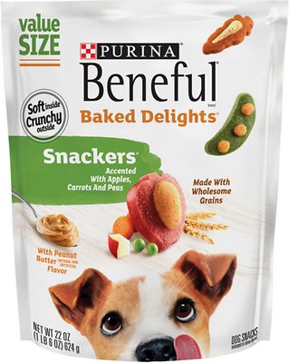 Purina Beneful Baked Delights Snackers with Apples, Carrots, Peas & Peanut Butter Dog Treats