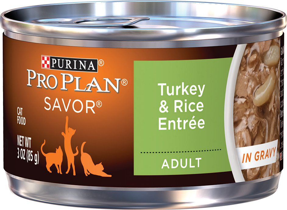 Purina Pro Plan Savor Adult Turkey & Rice Entree in Gravy Canned Cat Food, 3-oz, case of 24