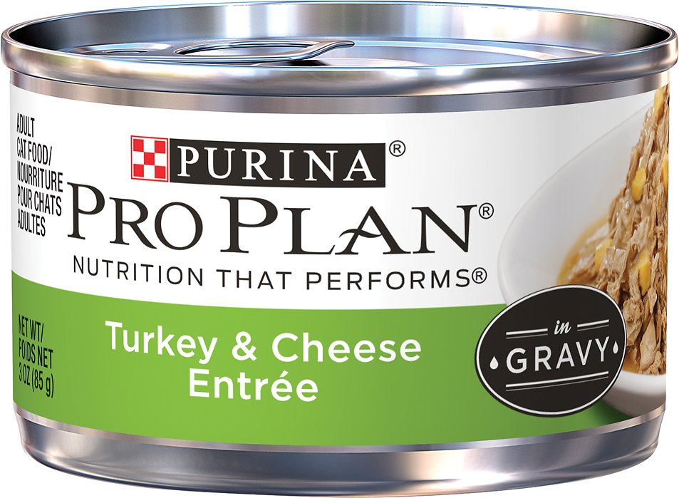 Purina Pro Plan Savor Adult Turkey & Cheese Entree in Gravy Canned Cat Food, 3-oz, case of 24