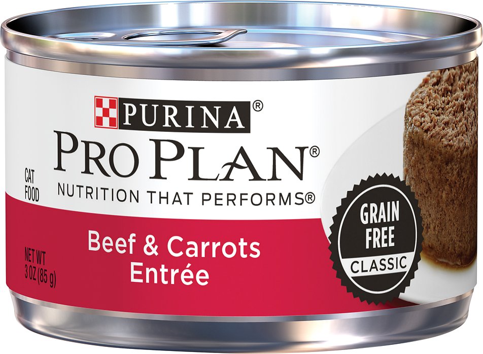 Purina Pro Plan Adult Beef & Carrots Classic Entrée Grain -Free Canned Cat Food