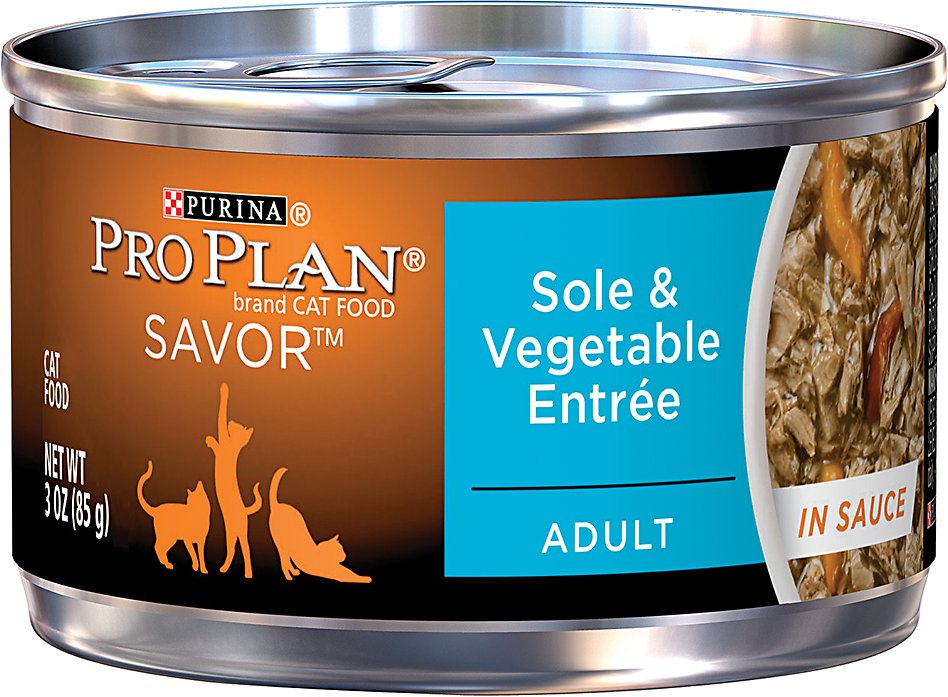 Purina Pro Plan Savor Adult Sole & Vegetable Entree in Sauce Canned Cat Food, 3-oz, case of 24