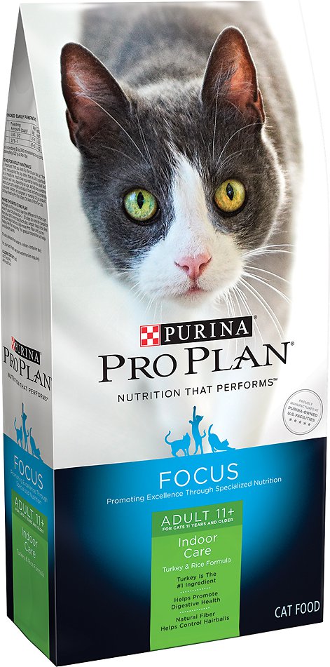 Purina Pro Plan Focus Adult 11+ Indoor Care Turkey & Rice Formula Dry Cat Food, 7-lb bag