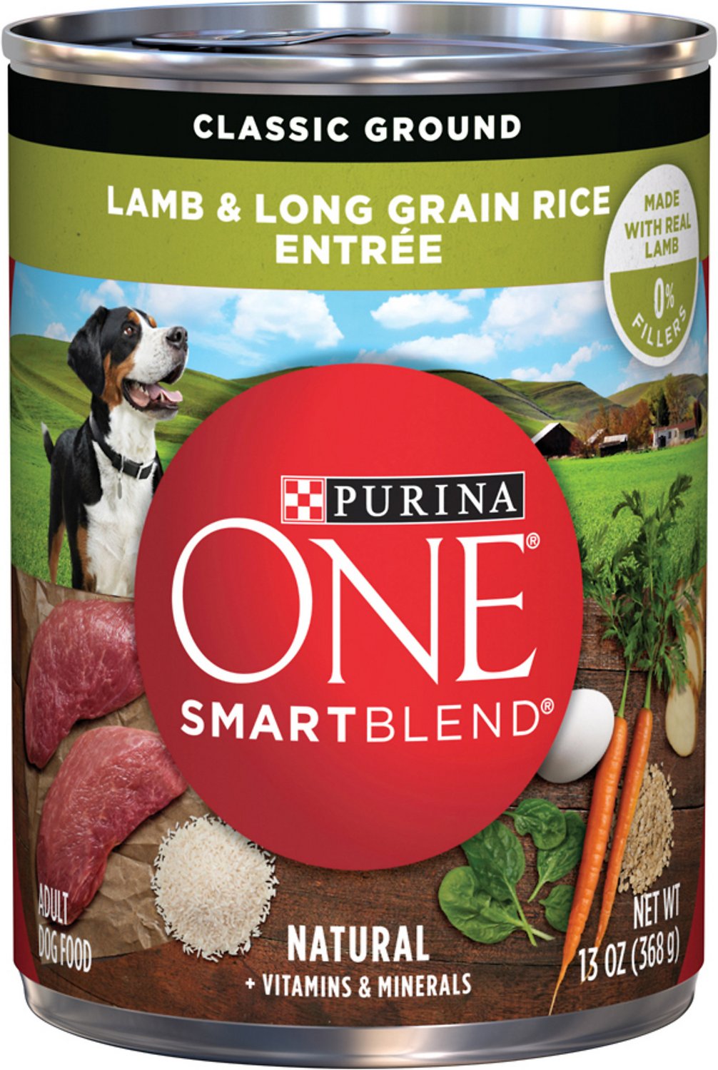 Purina ONE SmartBlend Classic Ground Lamb & Long Grain Rice Entree Adult Canned Dog Food, 13-oz, case of 12