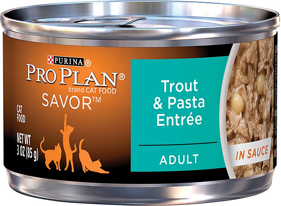 Purina Pro Plan Savor Adult Trout & Pasta Entree in Sauce Canned Cat Food, 3-oz, case of 24