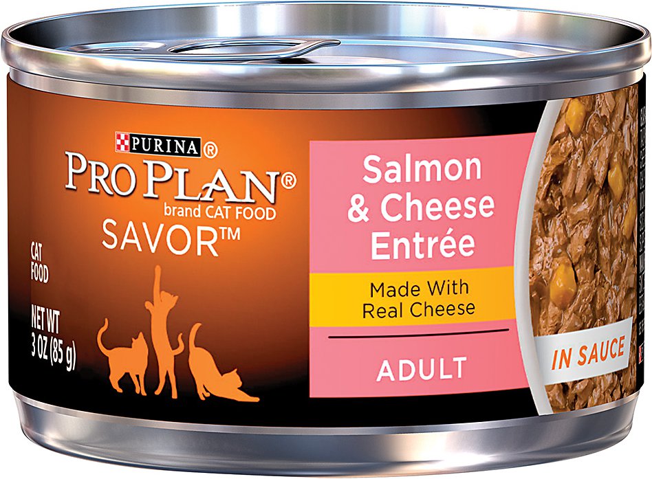 Purina Pro Plan Savor Adult Salmon & Cheese Entree in Sauce Canned Cat Food, 3-oz, case of 24
