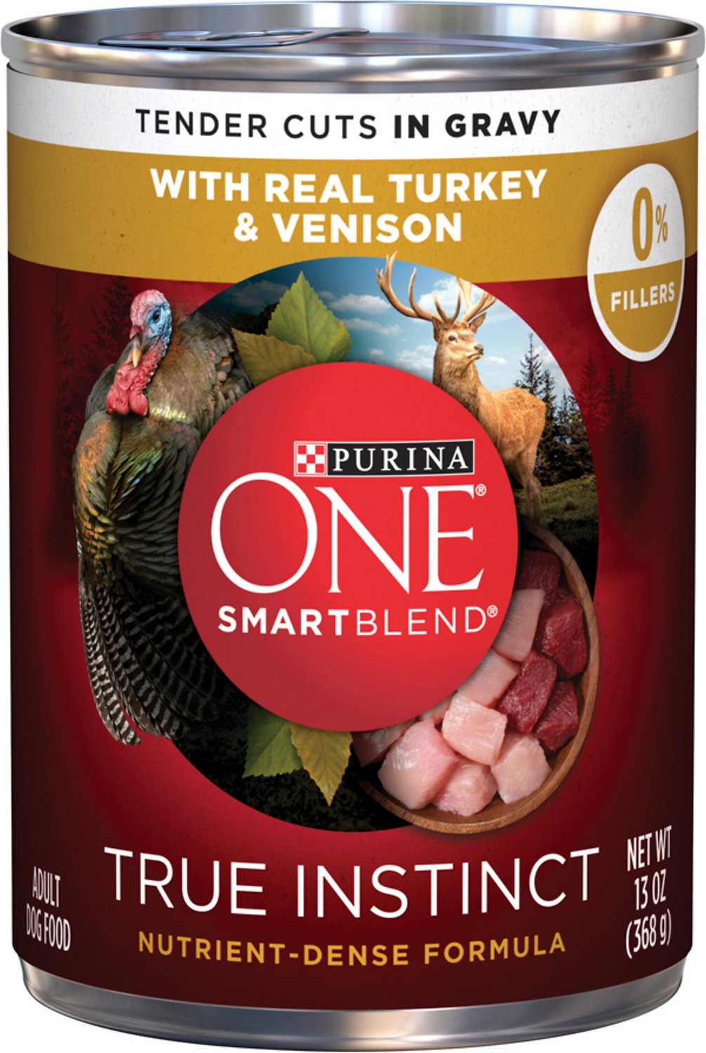Purina ONE SmartBlend True Instinct Tender Cuts in Gravy with Real Turkey & Venison Canned Dog Food, 13-oz, case of 12