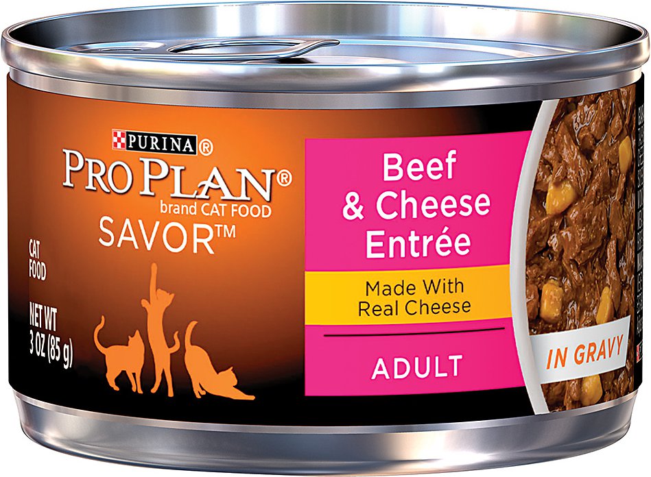 Purina Pro Plan Beef & Cheese Entree in Gravy Canned Cat Food, 3-oz, case of 24