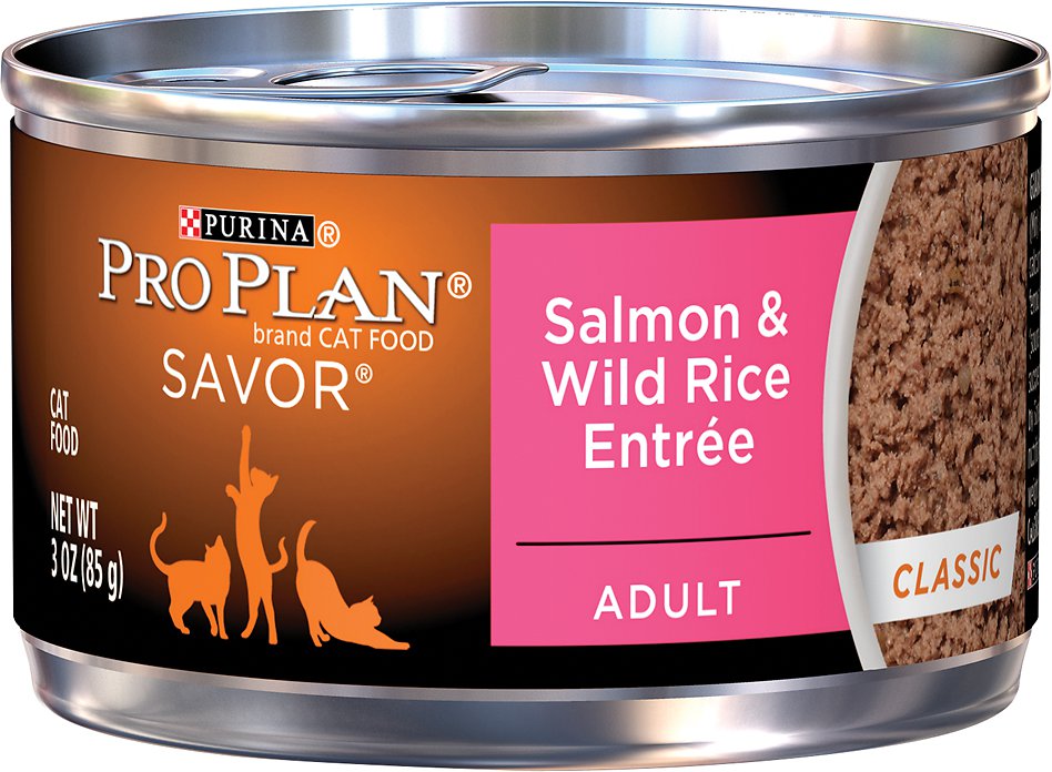 Purina Pro Plan Savor Adult Salmon & Wild Rice Entree Classic Canned Cat Food, 3-oz, case of 24