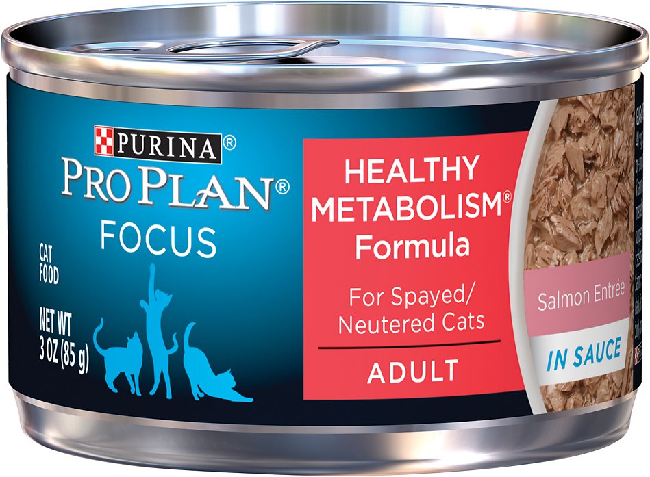 Purina Pro Plan Focus Healthy Metabolism Formula Salmon Entrée in Sauce Adult Canned Cat Food, 3-oz, case of 24
