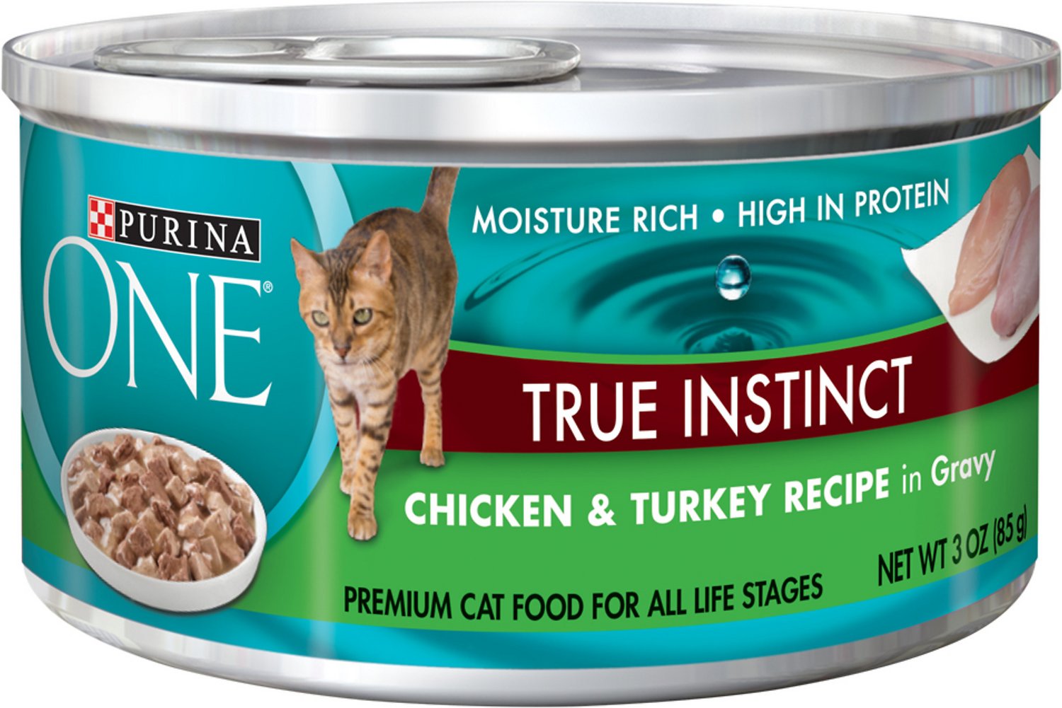 Purina ONE SmartBlend True Instinct Chicken & Turkey Recipe in Gravy Premium Canned Cat Food, 3-oz, case of 24