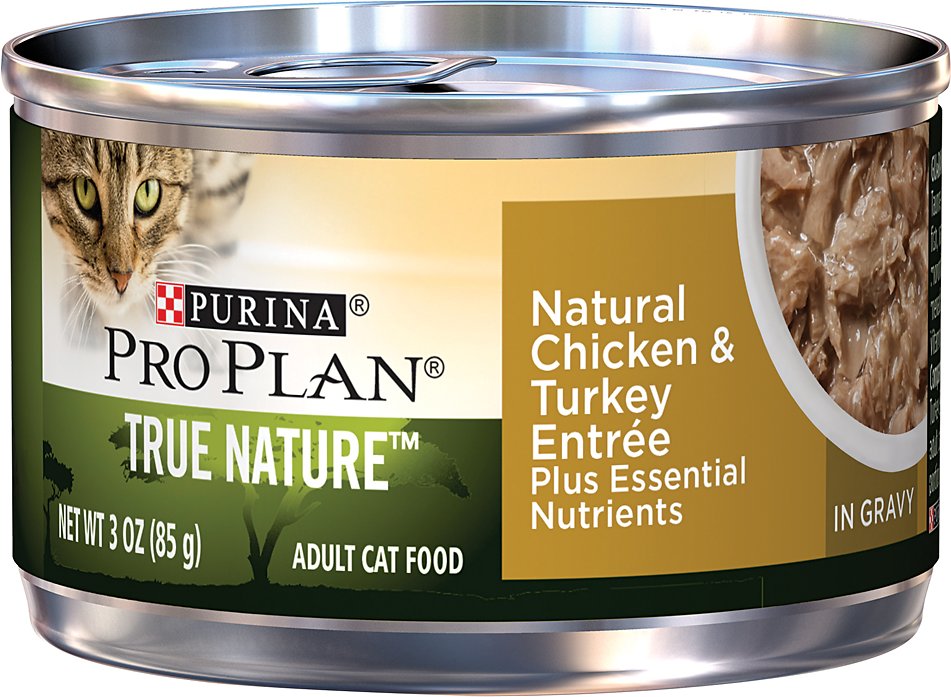 Purina Pro Plan True Nature Natural Chicken & Turkey Entree in Gravy Canned Cat Food, 3-oz can, case of 24