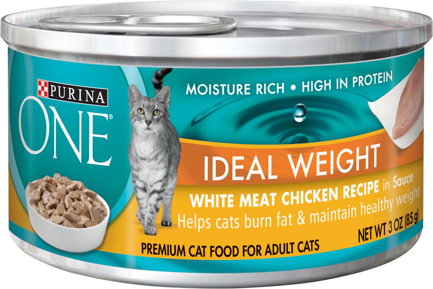 Purina ONE Ideal Weight White Meat Chicken Recipe in Sauce Adult Premium Canned Cat Food, 3-oz, case of 24