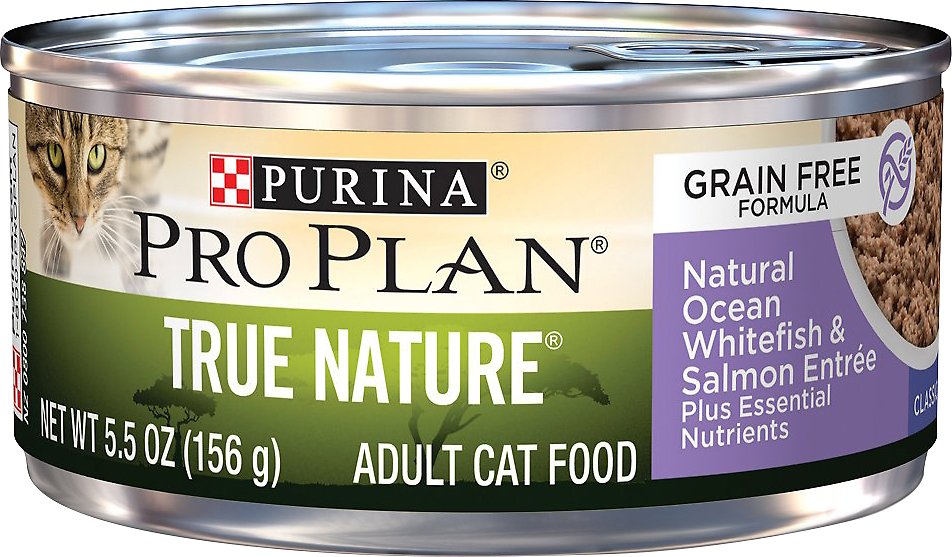 Purina Pro Plan Classic Adult True Nature Grain-Free Natural Ocean Whitefish & Salmon Entree Canned Cat Food, 5.5-oz, case of 24