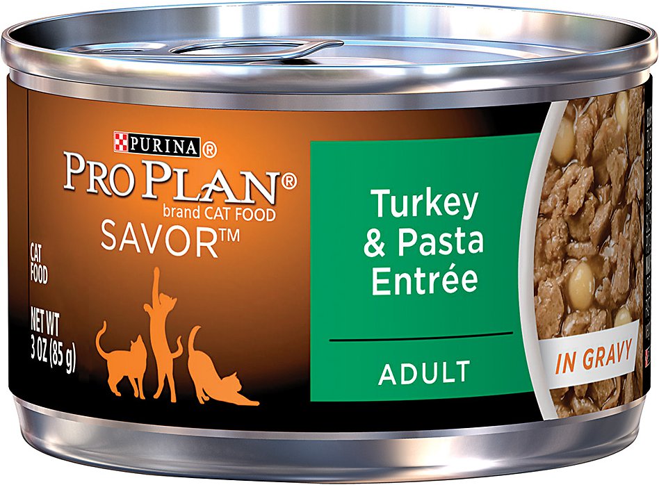 Purina Pro Plan Savor Adult Turkey & Pasta Entree in Gravy Canned Cat Food, 3-oz, case of 24