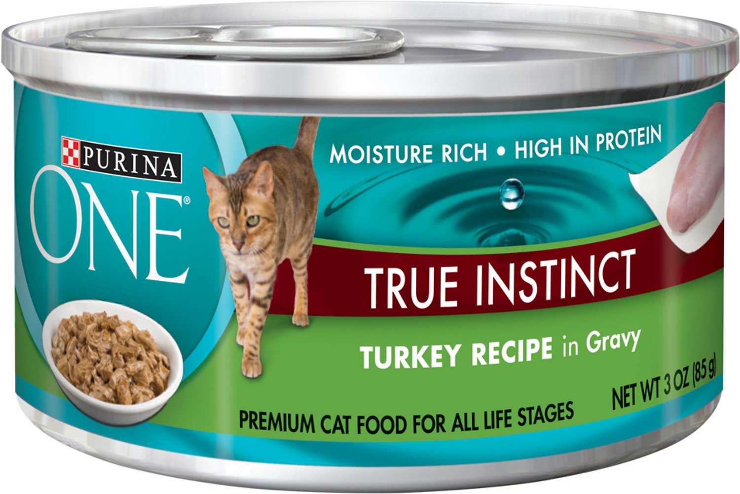 Purina ONE True Instinct Turkey Recipe in Gravy Premium Canned Cat Food, 3-oz, case of 24