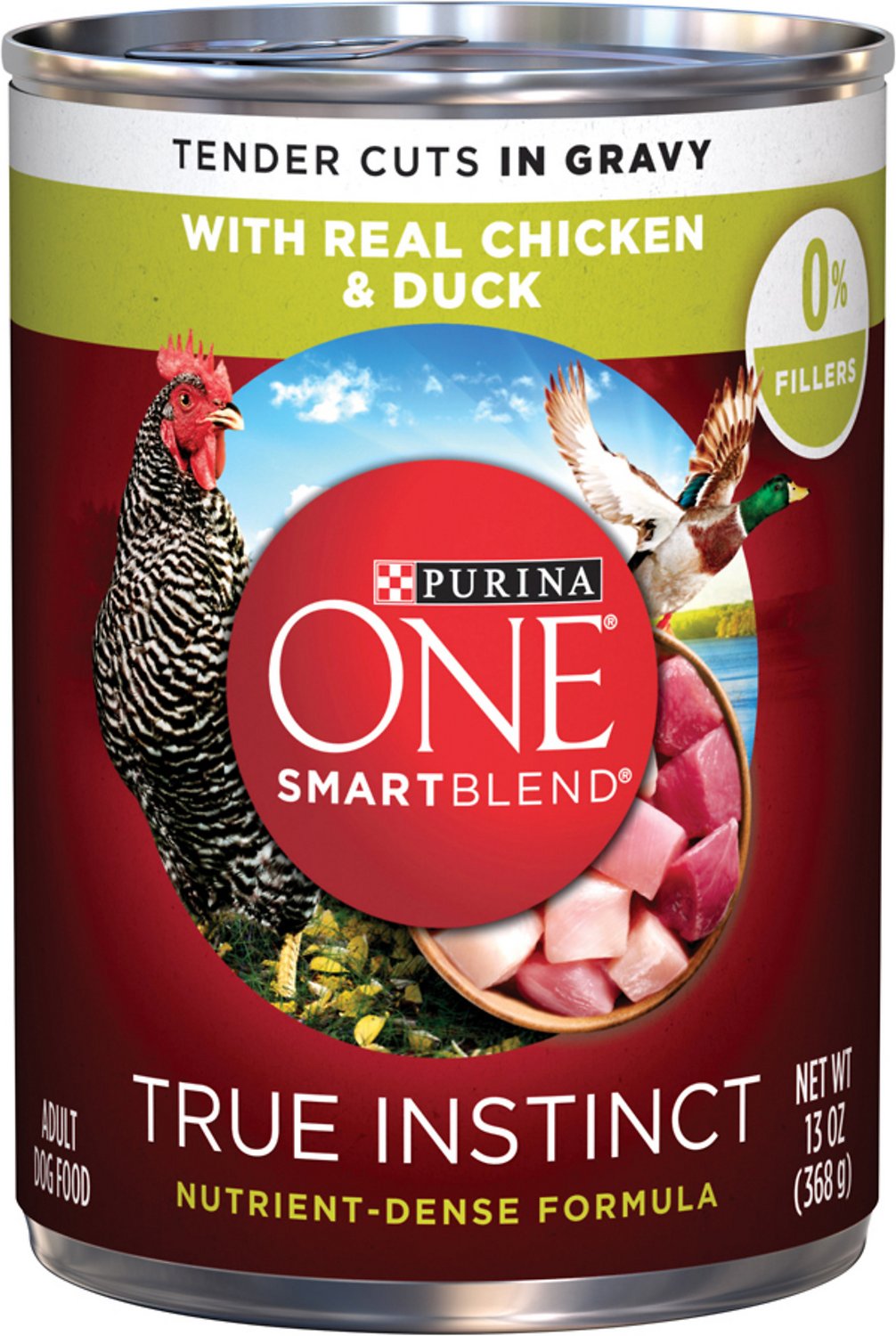 Purina ONE SmartBlend True Instinct Tender Cuts in Gravy with Real Chicken & Duck Canned Dog Food, 13-oz, case of 12