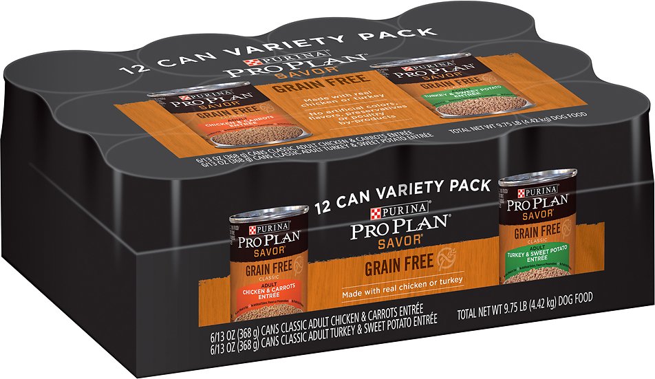 Purina Pro Plan Savor Variety Pack Grain-Free Canned Dog Food, 13-oz, case of 12