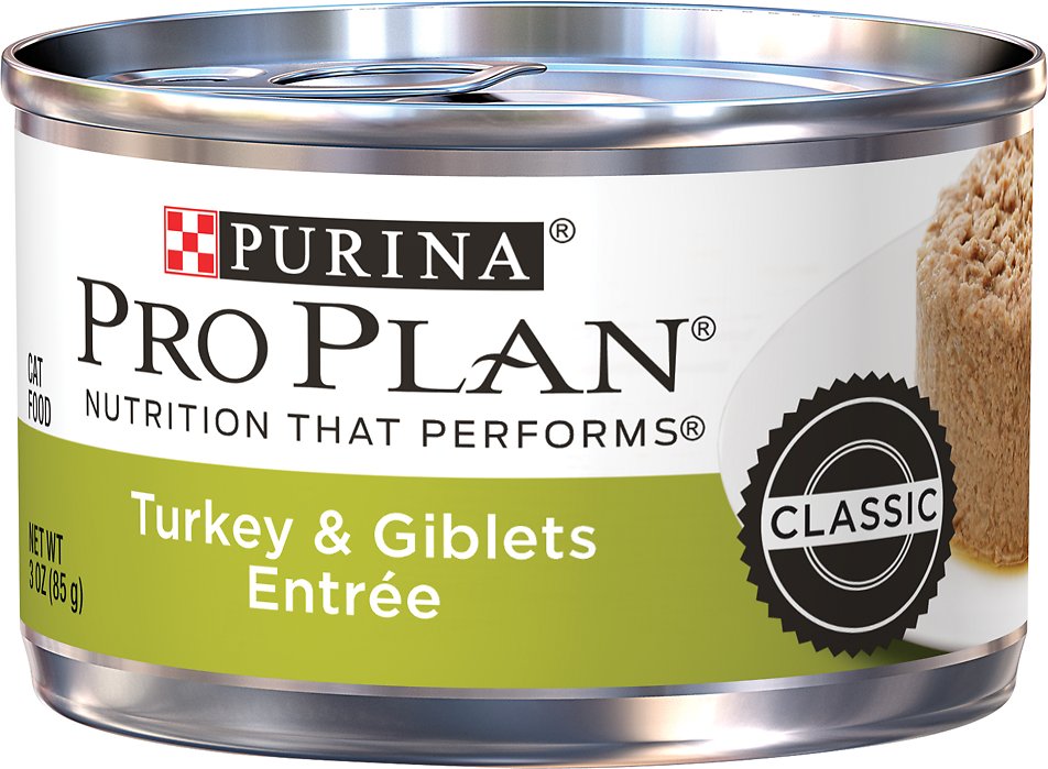 Purina Pro Plan Adult Classic Turkey & Giblets Entrée Canned Cat Food, 3-oz, case of 24