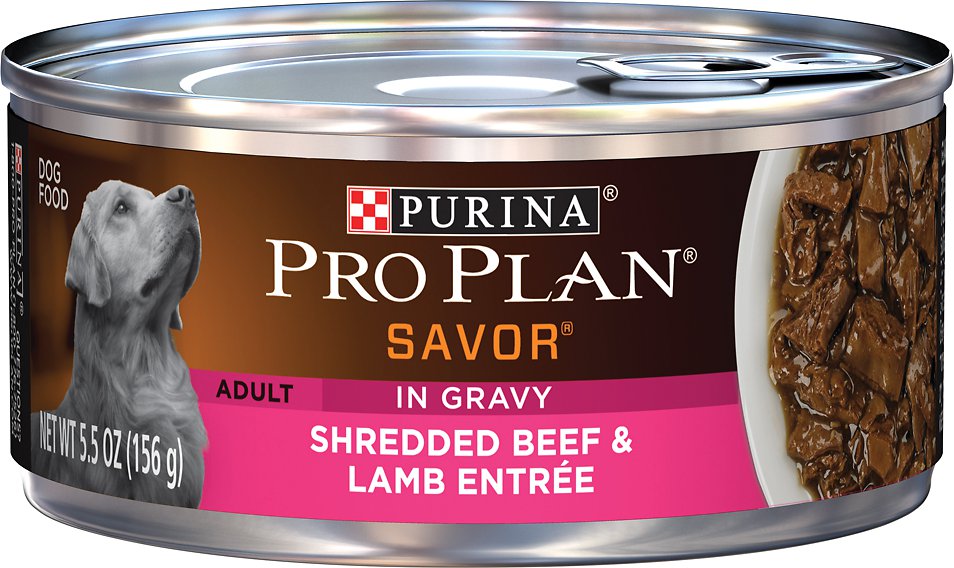 Purina Pro Plan Savor Adult Shredded Beef & Lamb Entree in Gravy Canned Dog Food, 5.5-oz, case of 24