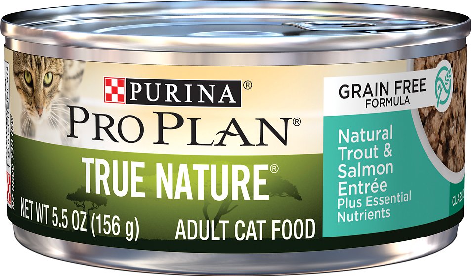 Purina Pro Plan Classic Adult True Nature Grain-Free Natural Trout & Salmon Entree Canned Cat Food, 5.5-oz, case of 24