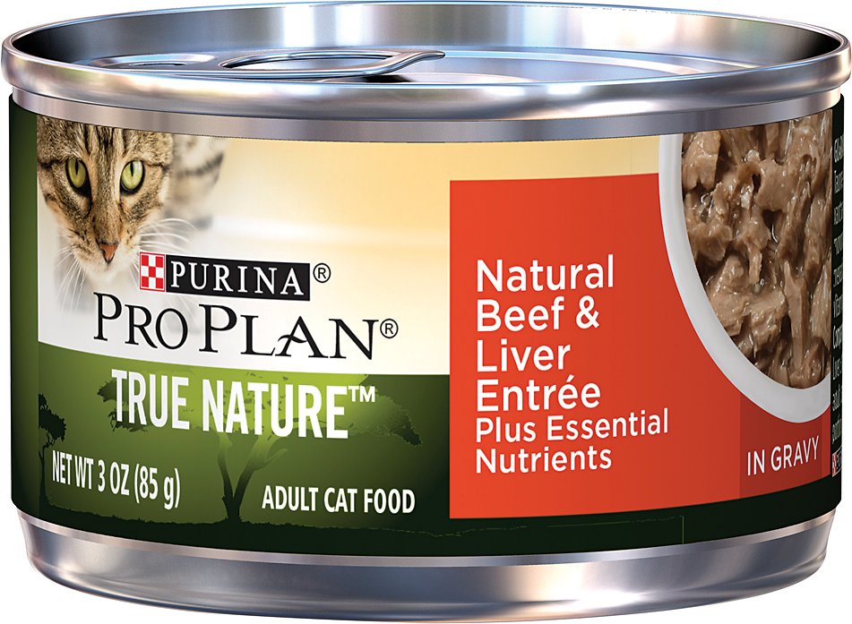 Purina Pro Plan True Nature Natural Beef & Liver Entree in Gravy Canned Cat Food, 3-oz can, case of 24