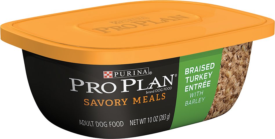 Purina Pro Plan Savory Meals Braised Turkey Entree with Barley Wet Dog Food, 10-oz tub, case of 8