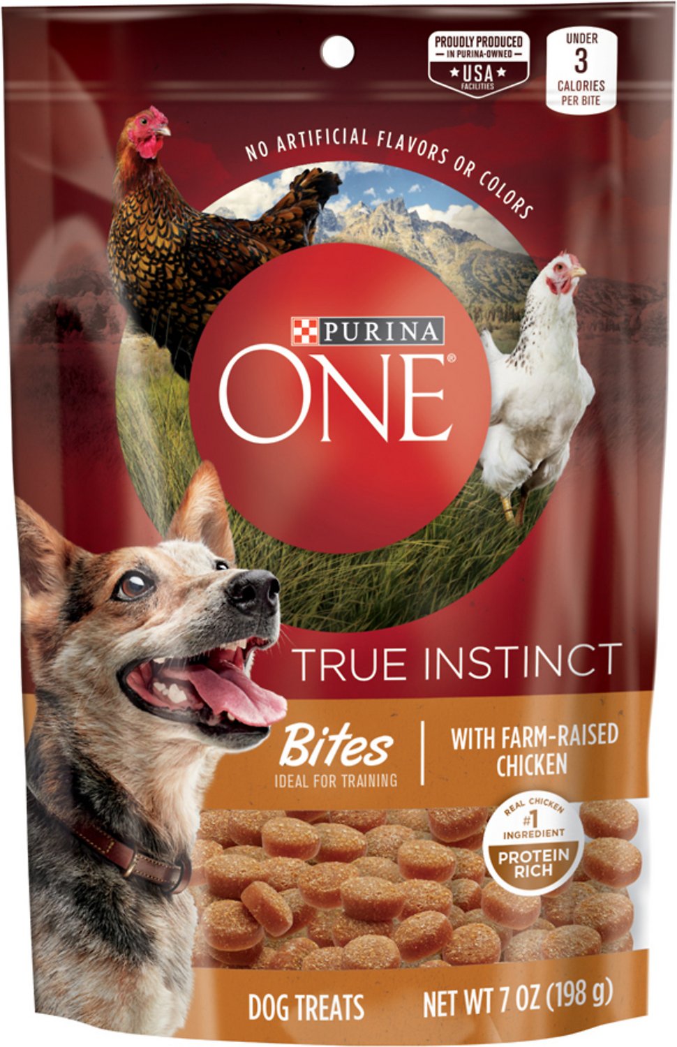 Purina ONE True Instinct Bites With Farm-Raised Chicken Dog Treats, 7-oz bag