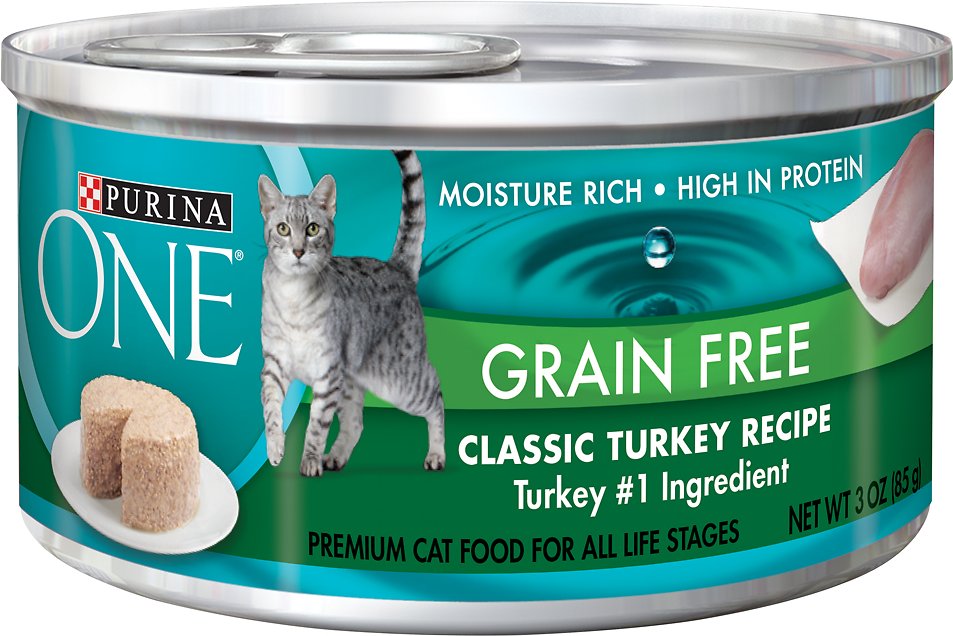 Purina ONE SmartBlend Classic Turkey Recipe Premium Pate Grain-Free Canned Cat Food, 3-oz, case of 24