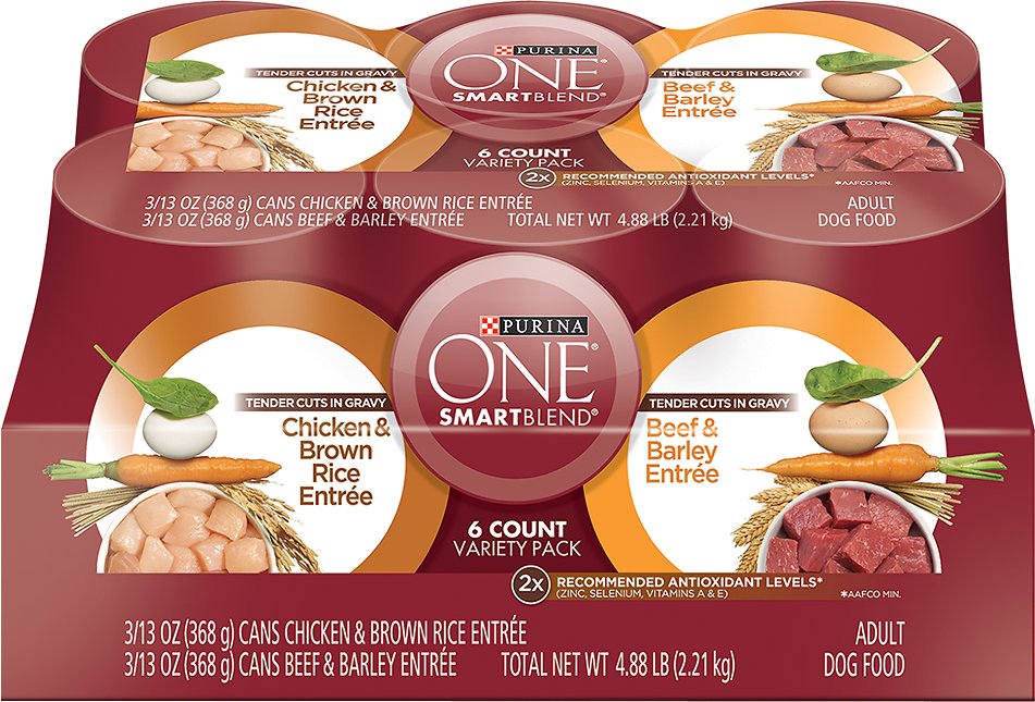 Purina ONE SmartBlend Tender Cuts in Gravy Entree Variety Pack Adult Canned Dog Food, 13-oz, case of 6