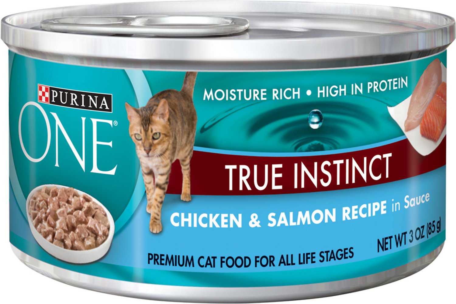 Purina ONE SmartBlend True Instinct Chicken & Salmon Recipe in Gravy Premium Canned Cat Food, 3-oz, case of 24