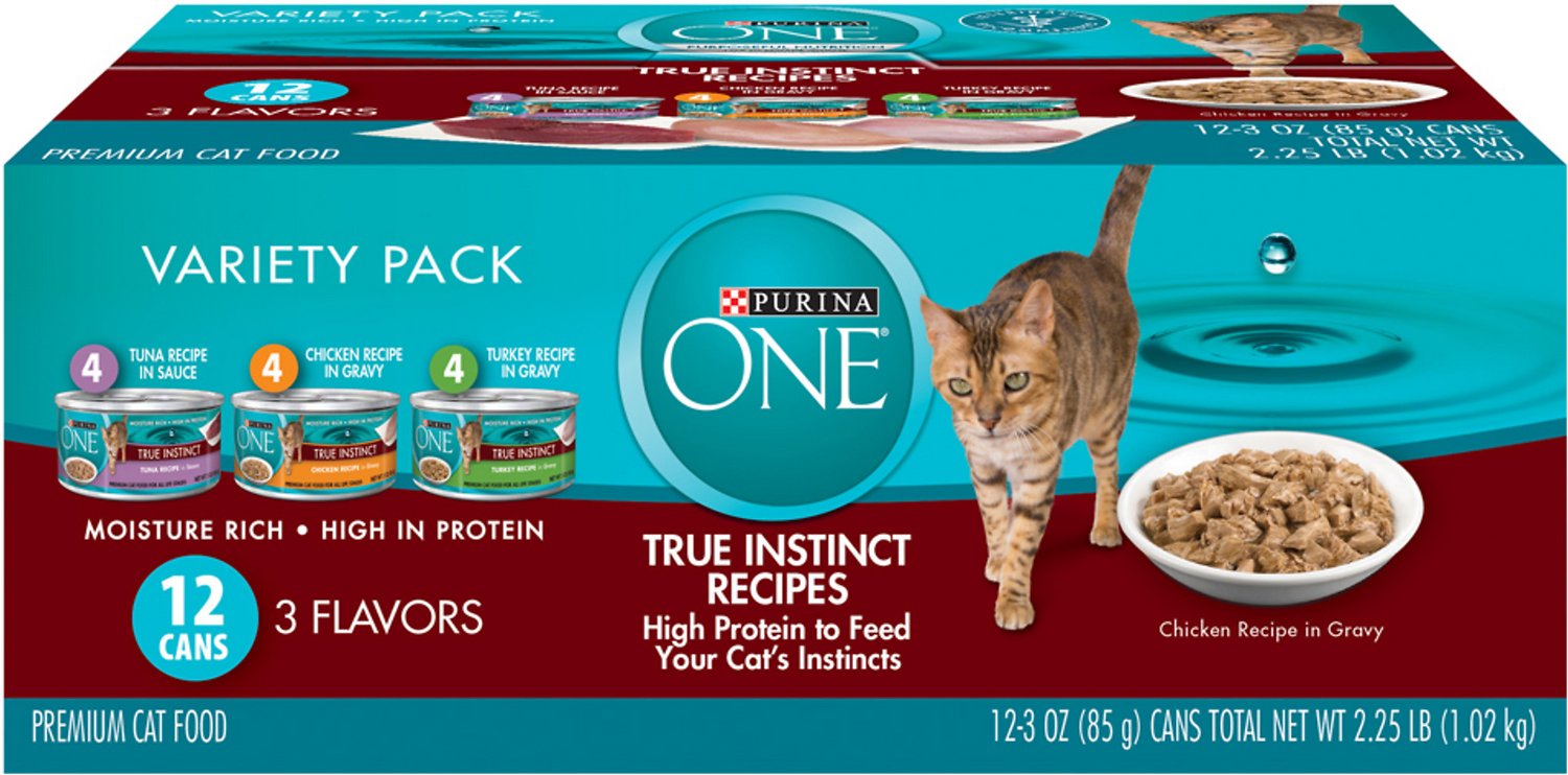 Purina ONE True Instinct 3 Flavors Variety Pack Canned Cat Food, 3-oz, case of 12