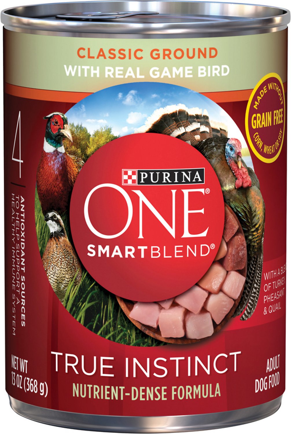 Purina ONE SmartBlend True Instinct Classic Ground with Real Game Bird Dog Food, 13-oz, case of 12