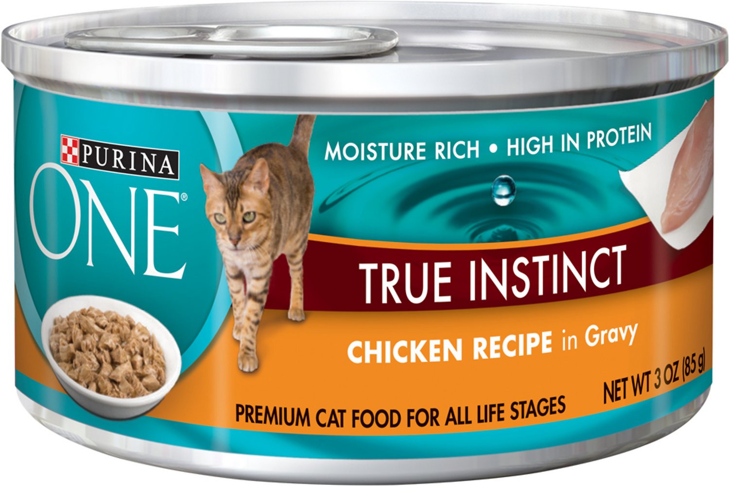 Purina ONE True Instinct Chicken Recipe in Gravy Premium Canned Cat Food, 3-oz, case of 24