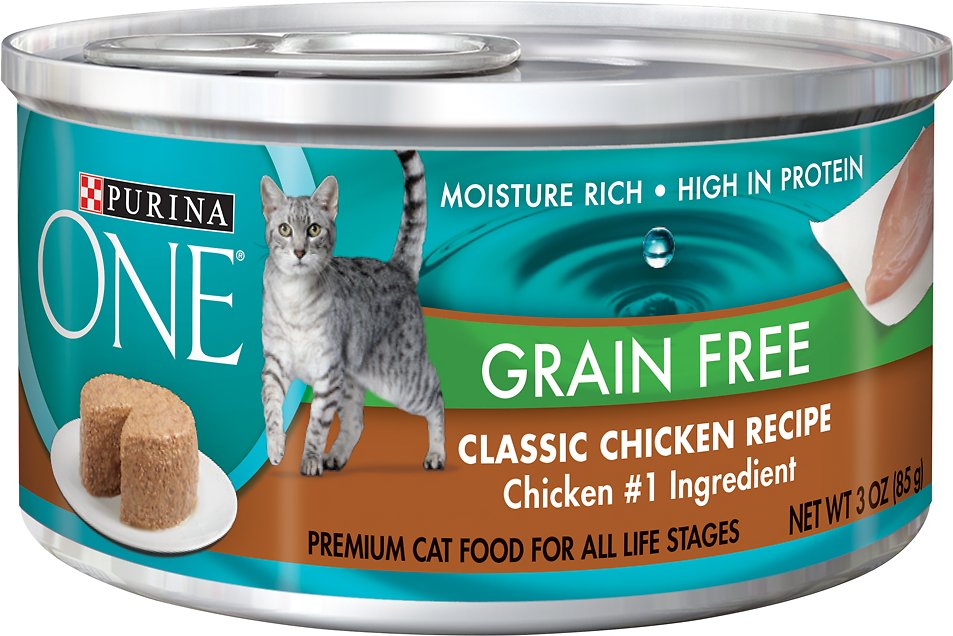 Purina ONE Classic Chicken Recipe Premium Pate Grain-Free Canned Cat Food, 3-oz, case of 24